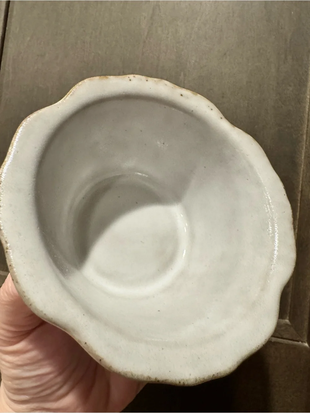 Magnolia White reactive glaze Ceramic‎ mini bowls with Speckled Tan Edge